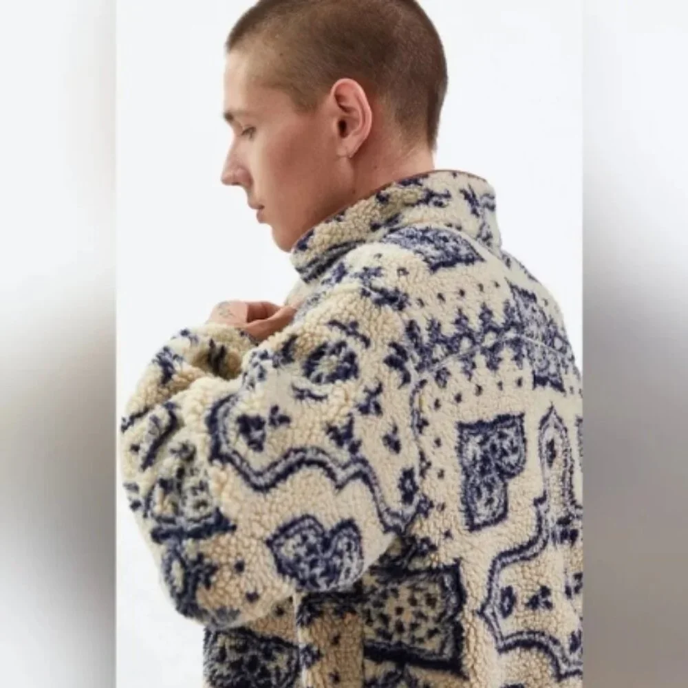 BDG Beige and Navy Patterned Jacket - Picture 3 of 16